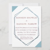 Dusty Blue Geometric Wedding Invitation Kaart (Voorkant)