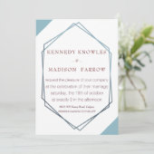 Dusty Blue Geometric Wedding Invitation Kaart (Staand voorkant)