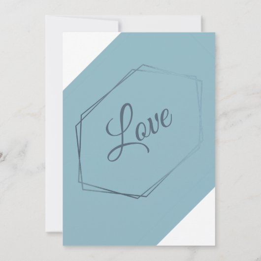 Dusty Blue Geometric Wedding Invitation Kaart (Achterkant)