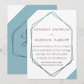 Dusty Blue Geometric Wedding Invitation Kaart (Voorkant / Achterkant)