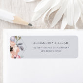 Dusty Blue Geometrische Waterverf Floral | Bruilof Etiket (Insitu)