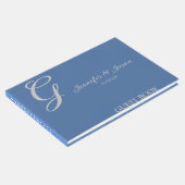 Dusty Blue gepersonaliseerd bruiloft gastenboek (Hoek)