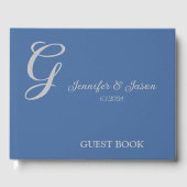 Dusty Blue gepersonaliseerd bruiloft gastenboek (Voorkant)