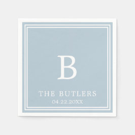 Dusty Blue gepersonaliseerde bruiloft cocktail ser Servet