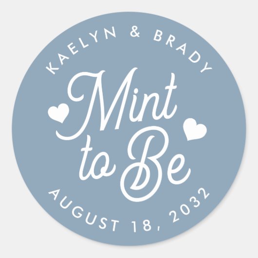 Dusty Blue | Gepersonaliseerde weddenschap Ronde Sticker (Voorkant)