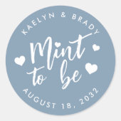 Dusty Blue | Gepersonaliseerde weddenschap Ronde Sticker (Voorkant)