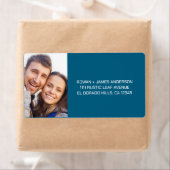Dusty Blue geperste bloemen Boho bruiloft label (Insitu)