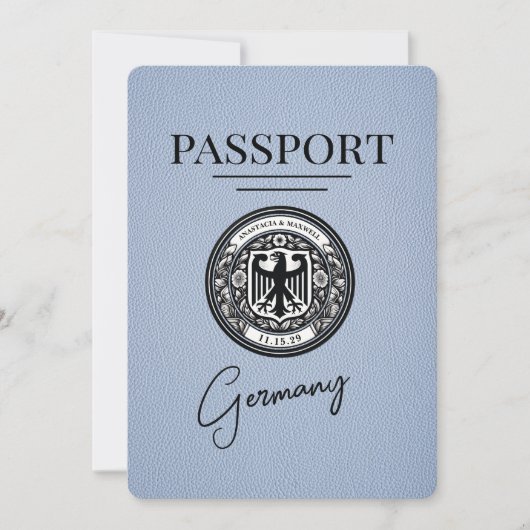 Dusty Blue Germany Passport Bewaar de datum Save The Date (Voorkant)