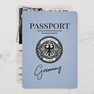 Dusty Blue Germany Passport Bewaar de datum Save The Date