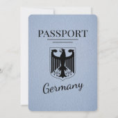 Dusty Blue Germany Passport Wedding Invitation Kaart (Achterkant)