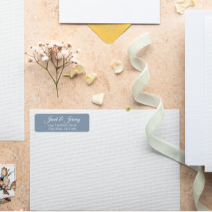 Dusty Blue Gestileerde Naam Bruiloft Retouradres Etiket
