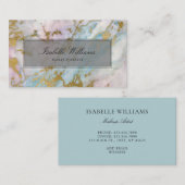 Dusty Blue Gilded Gold Rainbow Marble Agate Visitekaartje (Voorkant / Achterkant)