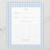 Dusty Blue Gingham Baby shower Recept Kaart (Voorkant / Achterkant)
