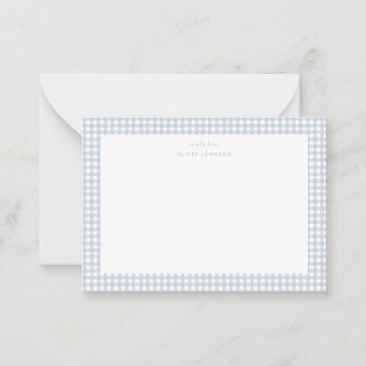 Dusty Blue Gingham Boy briefkaart (Voorkant)