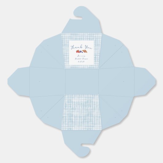 Dusty Blue Gingham Brunch Vrijgezellenfeest Dank u Bedankdoosjes (Ongevouwen)