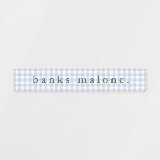 Dusty Blue Gingham Waterproof Name Labels (Design 1)