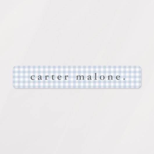 Dusty Blue Gingham Waterproof Name Labels (Design 2)