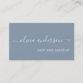 Dusty Blue Girly Simple Hair Makeup Salon Visitekaartje