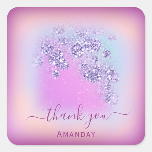 Dusty Blue Glitter Berry Dank Sweet 16e Glam Vierkante Sticker (Voorkant)