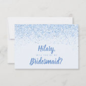Dusty Blue Glitter Bruidsmeisje Kaart (Voorkant)