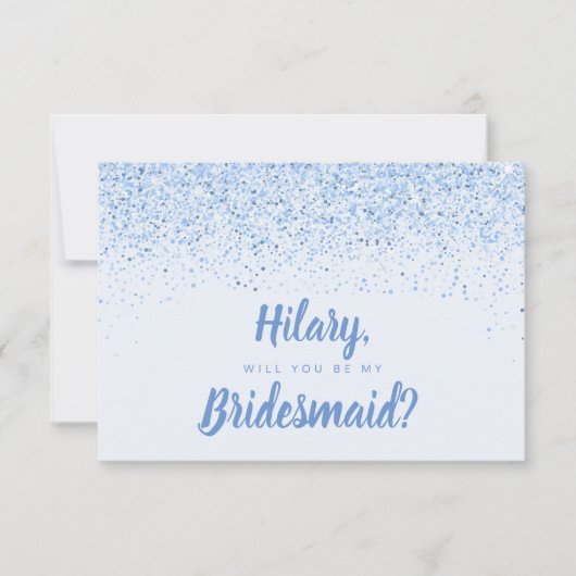 Dusty Blue Glitter Bruidsmeisje Kaart (Voorkant)