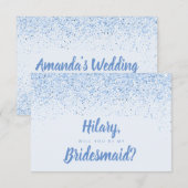 Dusty Blue Glitter Bruidsmeisje Kaart (Voorkant / Achterkant)