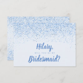 Dusty Blue Glitter Bruidsmeisje Kaart