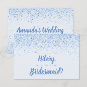 Dusty Blue Glitter Bruidsmeisje Kaart
