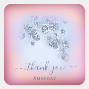 Dusty Blue Glitter Burgundy - 16th Sweet Vierkante Sticker