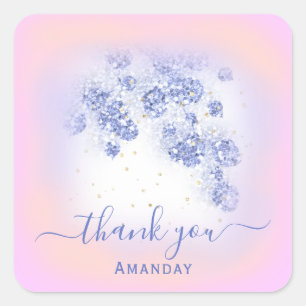 Dusty Blue Glitter Floral Gold Confetti Grey Pink Vierkante Sticker