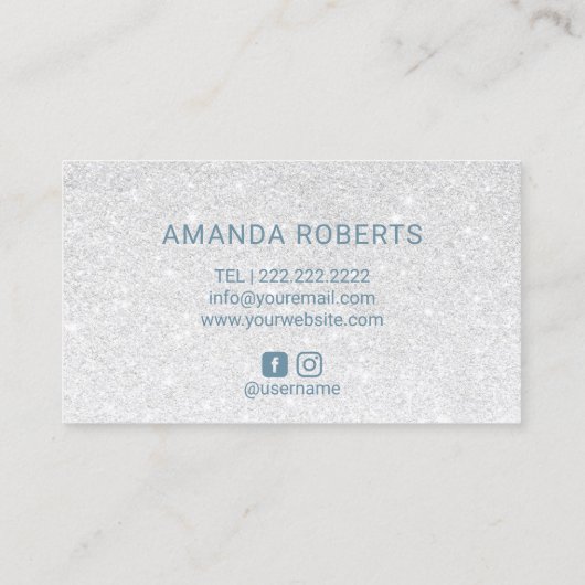 Dusty Blue Glitter Lashes & Brows Makeup Artist Visitekaartje (Achterkant)