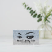 Dusty Blue Glitter Lashes & Brows Makeup Artist Visitekaartje (Staand voorkant)