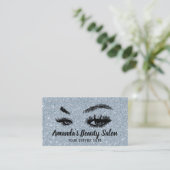Dusty Blue Glitter Lashes & Brows Makeup Artist Visitekaartje (Staand voorkant)