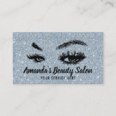 Dusty Blue Glitter Lashes & Brows Makeup Artist Visitekaartje (Voorkant)