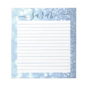 Dusty Blue Glitter Lined Personated Notitieblok (Voorkant)
