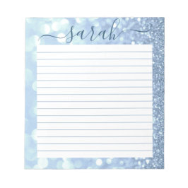 Dusty Blue Glitter Lined Personated Notitieblok