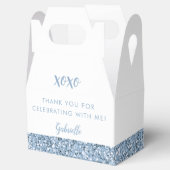Dusty Blue Glitter Modern Birthday Baby shower Bedankdoosjes (Geopend)