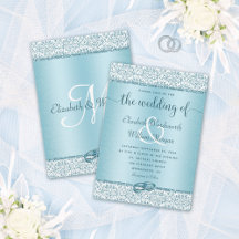 Dusty Blue Glitter Monogram Weddenschap