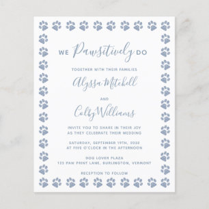 Dusty Blue Glitter Paw Prints Budget Weddenschap