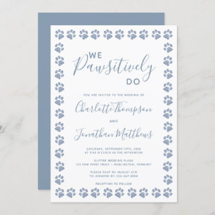 Dusty Blue Glitter Paw Prints Weddenschap Kaart
