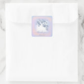 Dusty Blue Glitter Peach Roos Thankl Sweet 16th Vierkante Sticker (Tas)