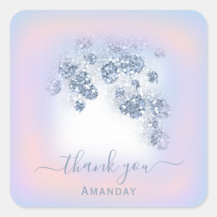 Dusty Blue Glitter Peach Roos Thankl Sweet 16th Vierkante Sticker