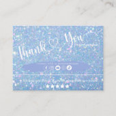 Dusty Blue Glitter Professioneel Bedankt Visitekaartje (Voorkant)