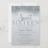 Dusty Blue Glitter Sparkle Sweet 16 Birthday Kaart (Voorkant)