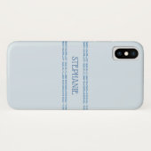 Dusty Blue Glitter Stripes gepersonaliseerd Case-Mate iPhone Case (Achterkant (horizontaal))