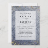 Dusty Blue Glitter Wedding Kaart (Voorkant)