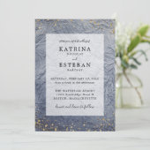 Dusty Blue Glitter Wedding Kaart (Staand voorkant)