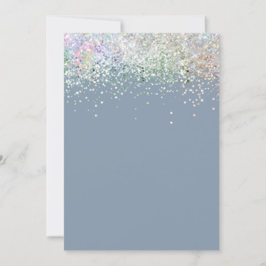 Dusty Blue Glitter Wedding Save the Date (Achterkant)
