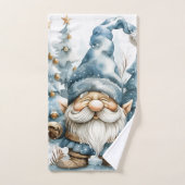 Dusty Blue Gnome en kerstbomen Bad Handdoek (Handdoek)