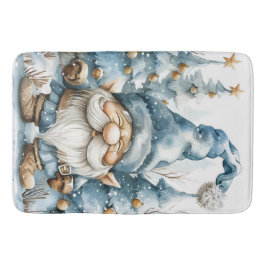 Dusty Blue Gnome en kerstbomen Badmat